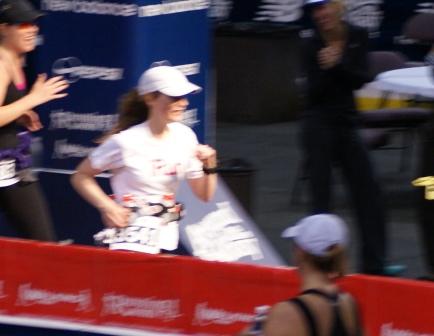 Last but not least, me finishing - I am so fast I am blurry!