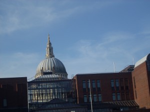 The world famous dome of St Paul's Cathedral. The finish line from the marathon  movie Run Fatboy Run.  