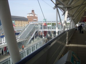 The DLR line near where the Flora London Marathon expo took place