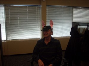 My friend modelling the pace bunny ears