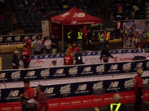 The Gazelle crossing the finish line at the Around the Bay Road Race