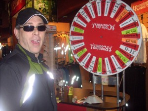 The Gazelle spinning a winning wheel at the Expo