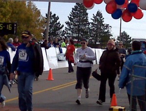 My daughter and I crossing the finish line.  Together.  A proud moment for me.