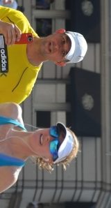 Jennifer and John in the homestretch, 2012 Boston Marathon