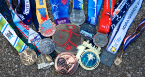 Lots and lots of running medals