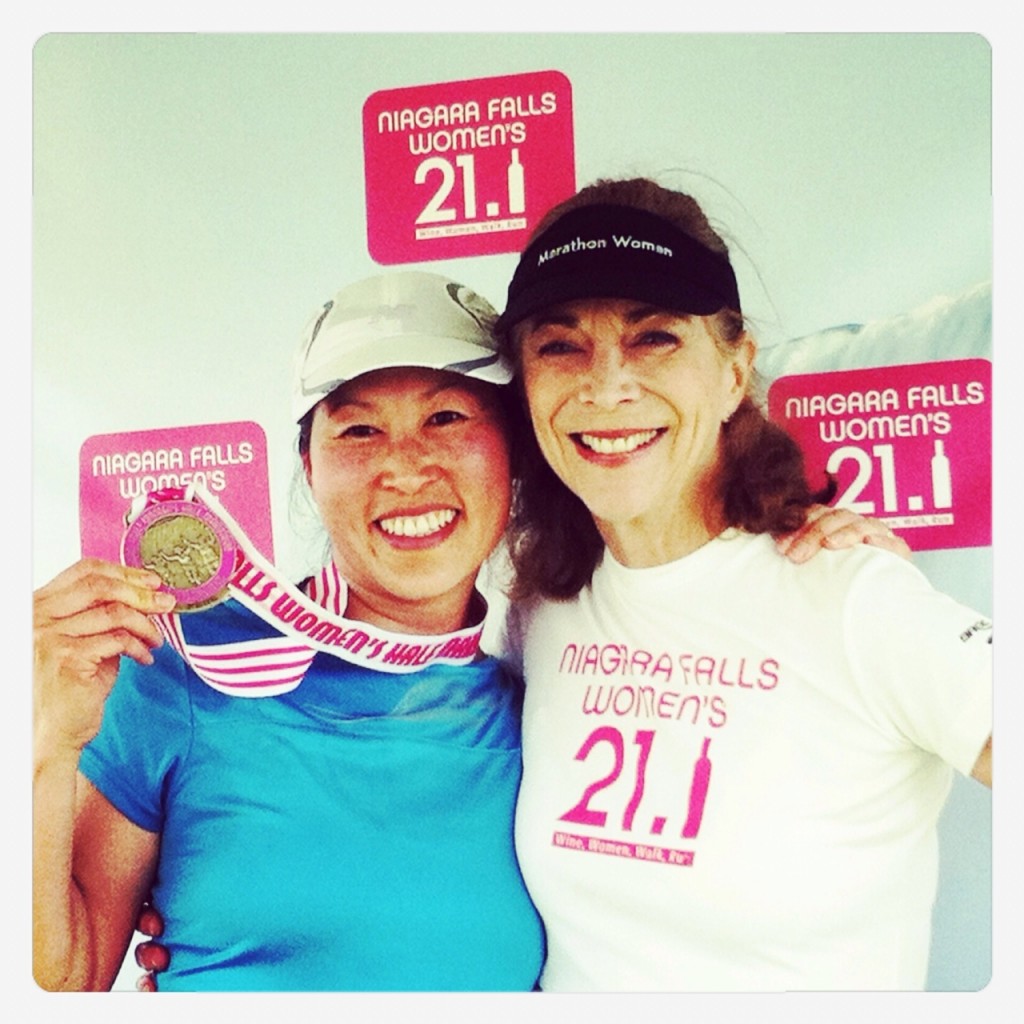 My wife posing for a photo with Kathrine Switzer